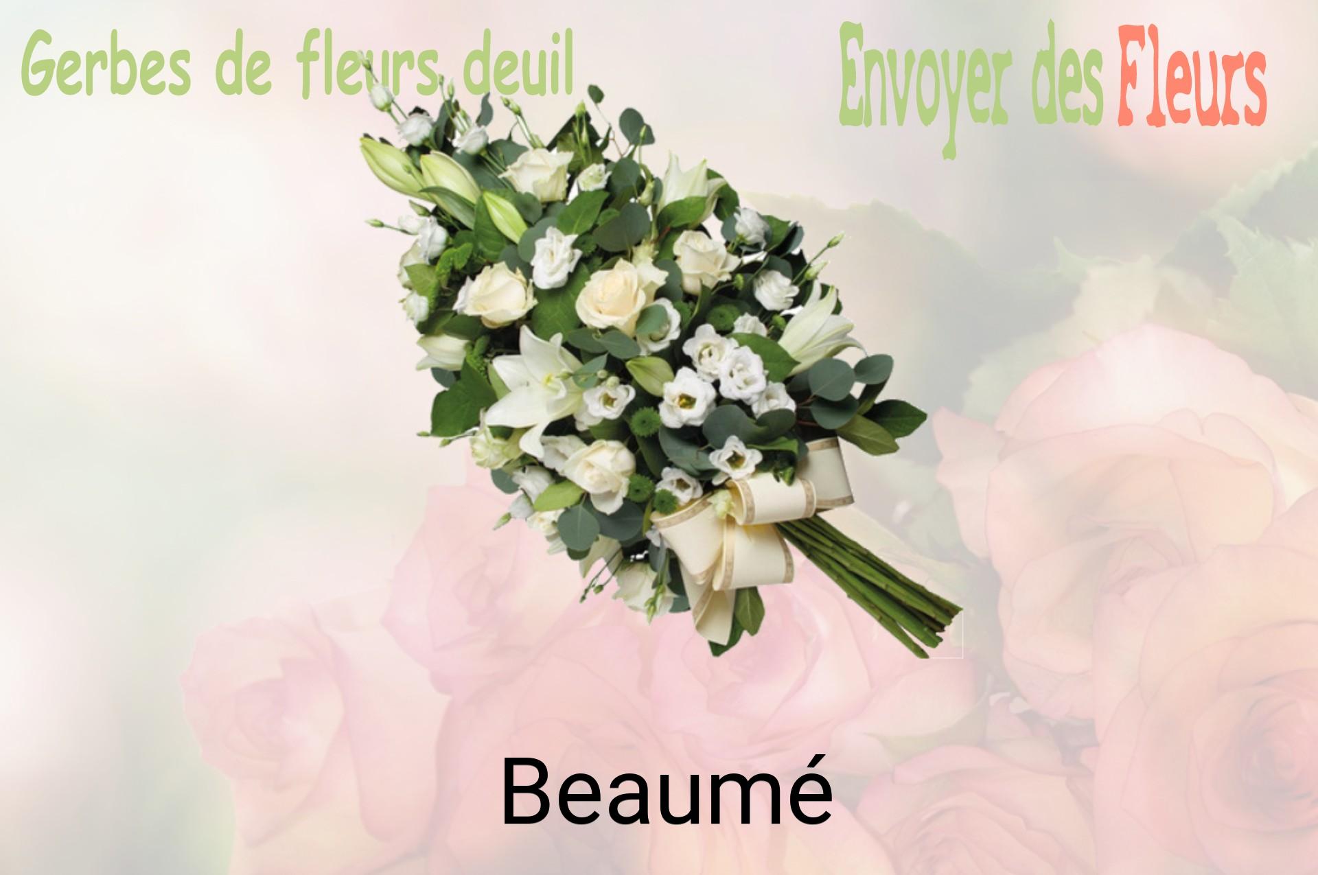 Gerbe de fleurs de deuil livrée à Beaumé